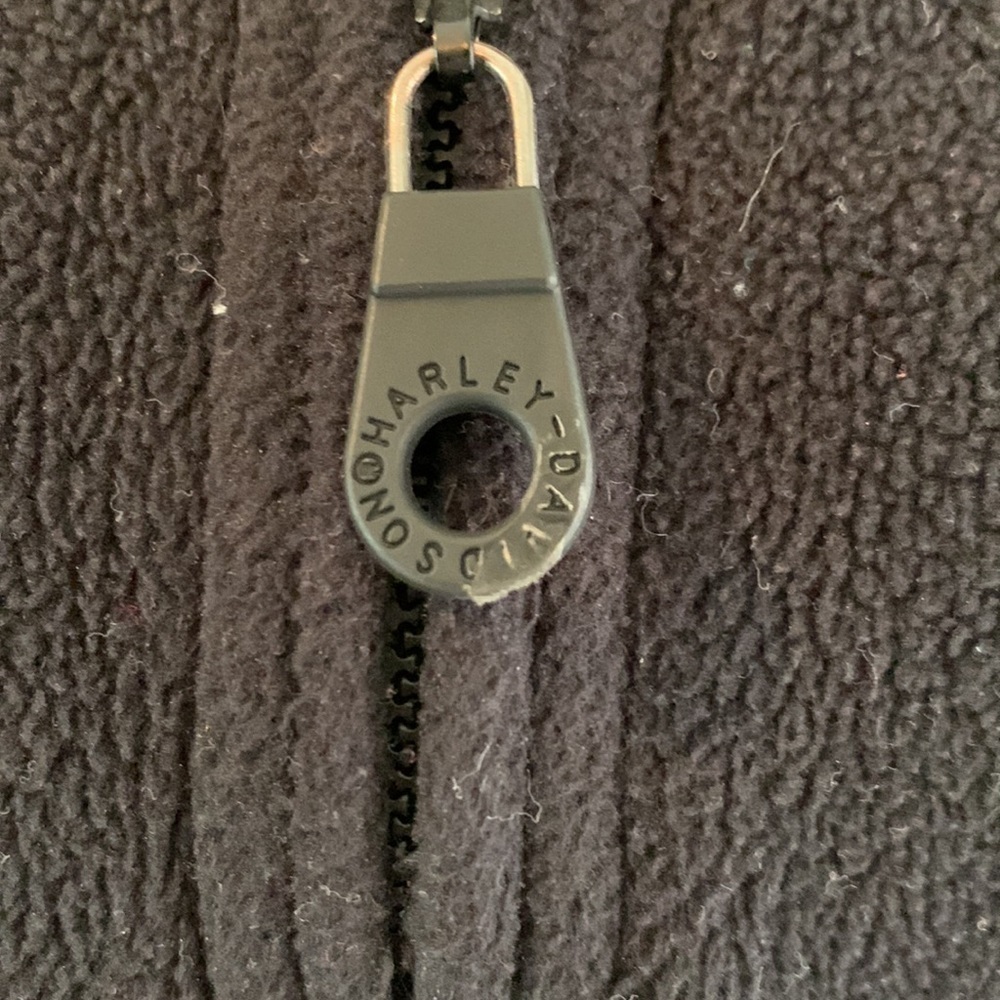 Harley Davidson sz L black 3/4 zip fleece pullover - Picture 3 of 7